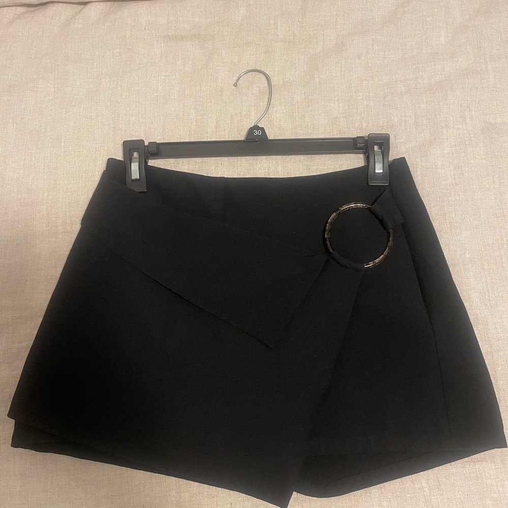 Elegant Black Wrap Skort